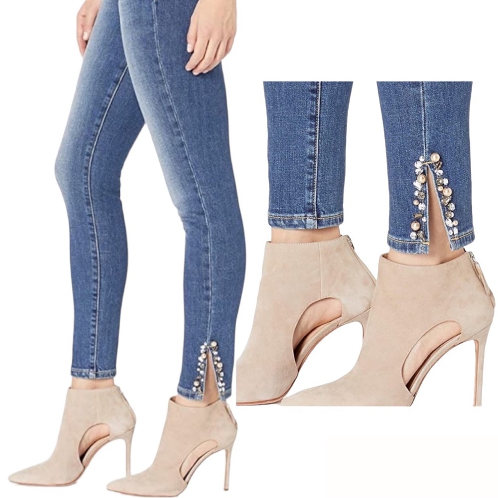 Joe's The Icon Mid Rise Skinny Ankle Jewel Accents Jeans in Cleo Size 28